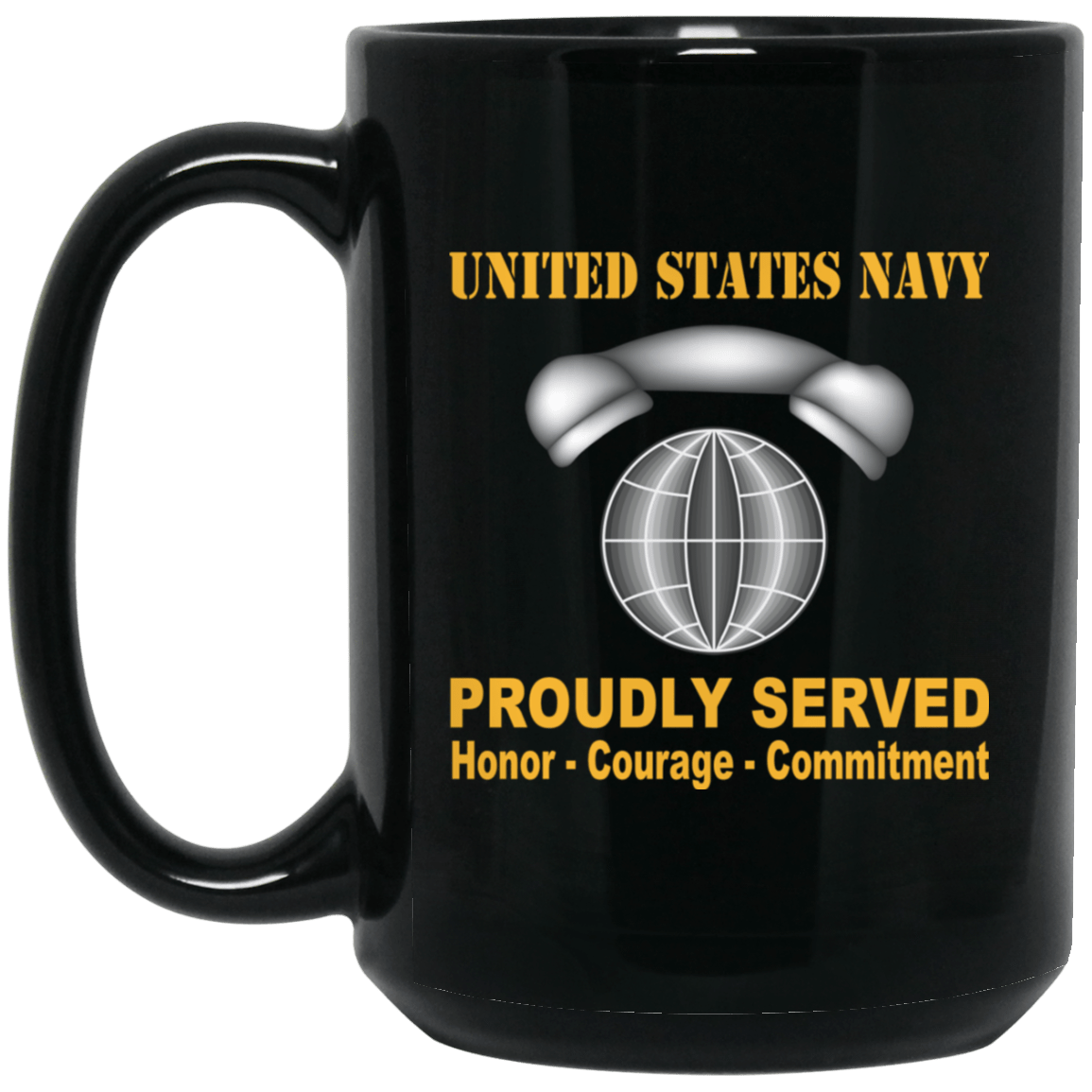 Navy Interior Communications Electrician Navy IC Proudly Served Black Mug 11 oz - 15 oz-Mug-Navy-Rate-Veterans Nation