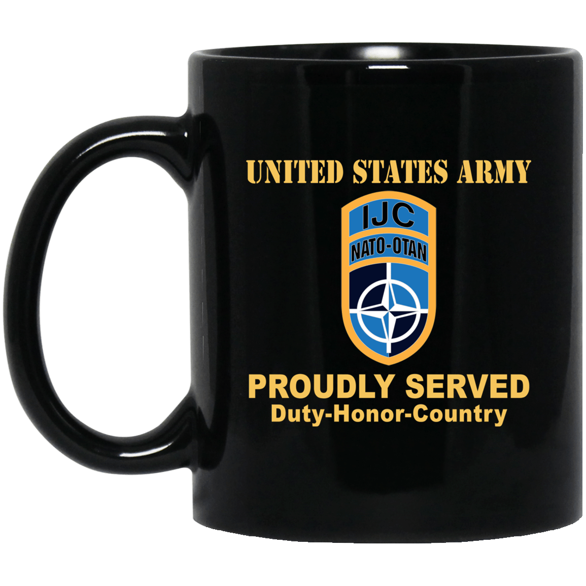 US ARMY CSIB NATO ISAF JOINT COMMAND IN AFGHANISTAN- 11 oz - 15 oz Black Mug-Mug-Army-CSIB-Veterans Nation