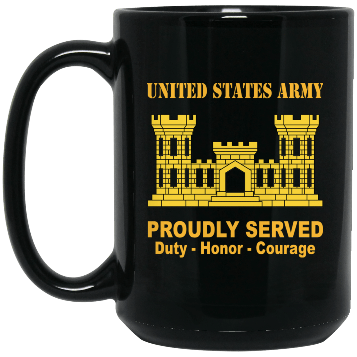 U.S. Army Corps of Engineers Black Mug 11 oz - 15 oz-Mug-Army-Branch-Veterans Nation