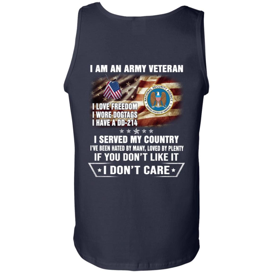 T-Shirt "I Am An National Security Agency Veteran" On Back-TShirt-Army-Veterans Nation