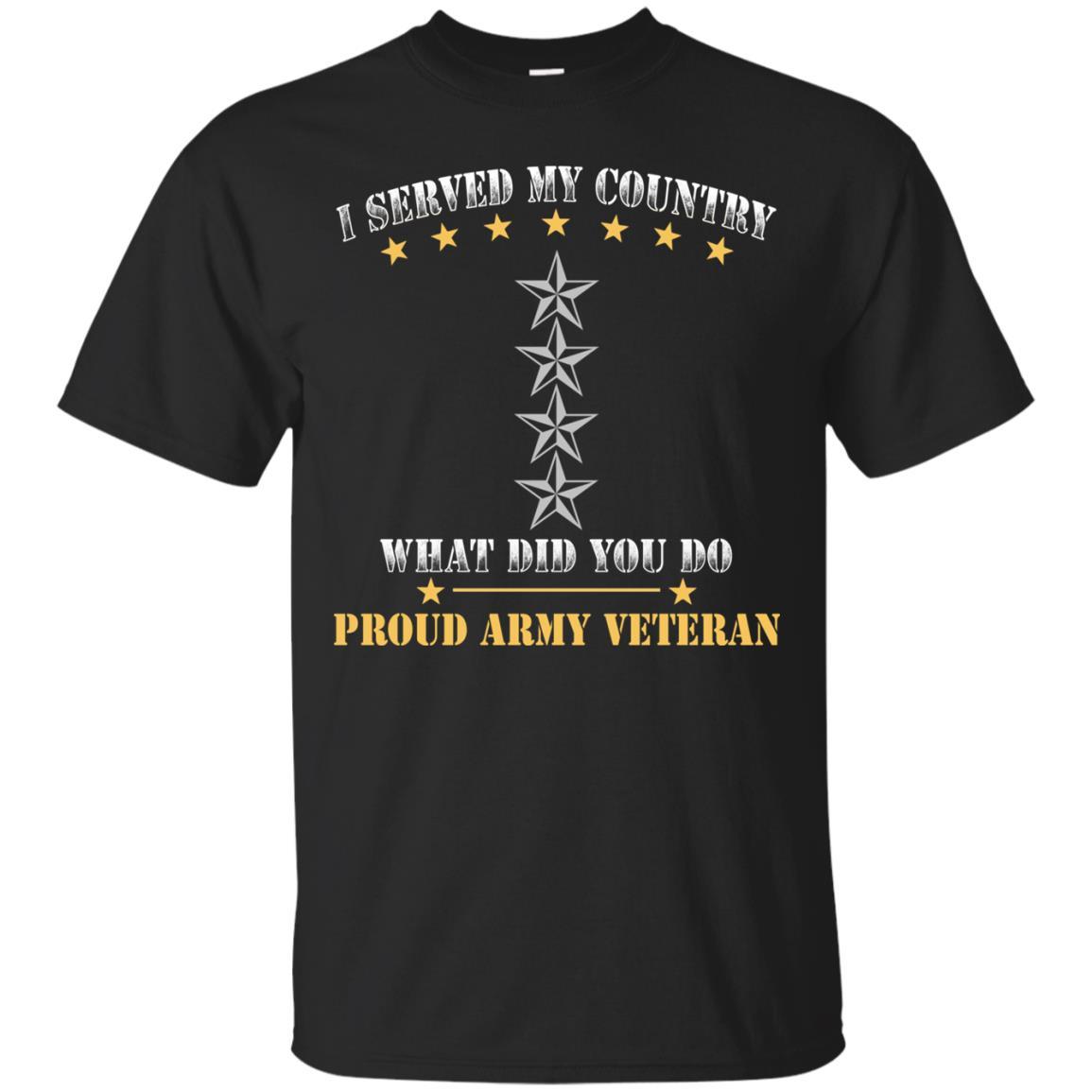 US Army O-10 General O10 GEN General Officer Ranks Men Front T Shirt - Proud US Army Veteran-TShirt-Army-Veterans Nation