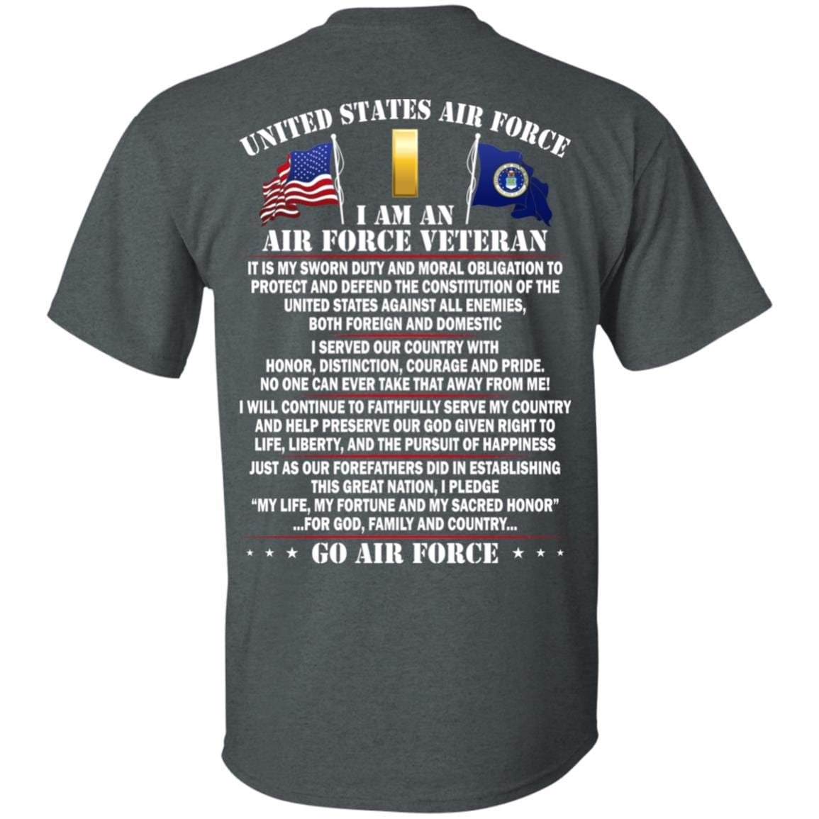 US Air Force O-1 Second Lieutenant 2d Lt O1 Commissioned Officer Ranks - Go Air Force T-Shirt On Back-TShirt-USAF-Veterans Nation