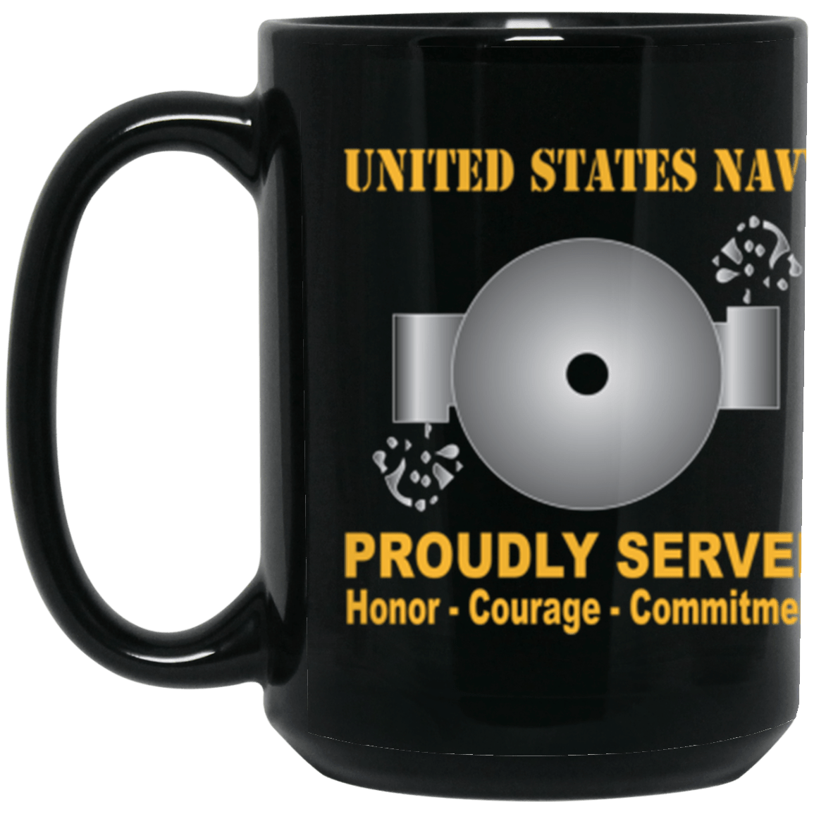 US Navy Boiler technician Navy BT Proudly Served Core Values 15 oz. Black Mug-Drinkware-Veterans Nation