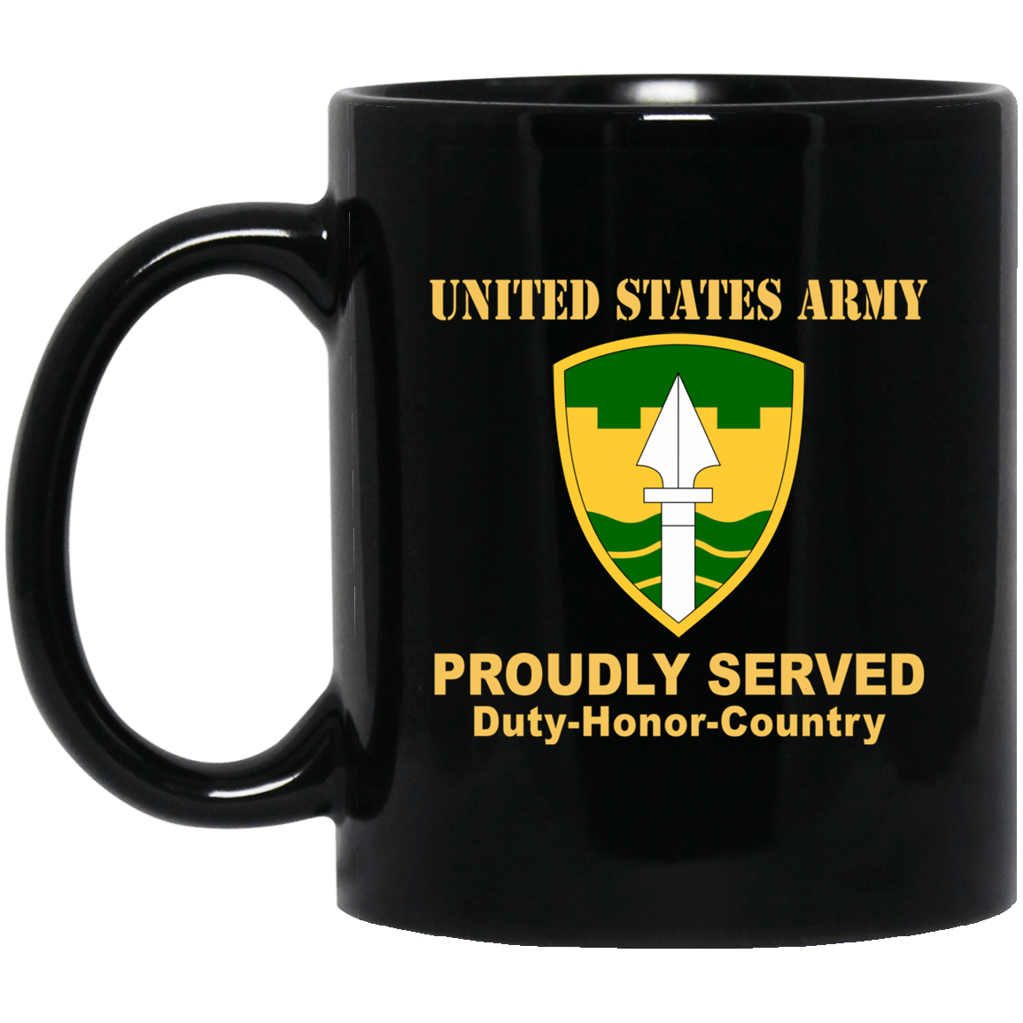 US ARMY MILITARY POLICE BRIGADE - 11 oz - 15 oz Black Mug-Mug-Army-CSIB-Veterans Nation