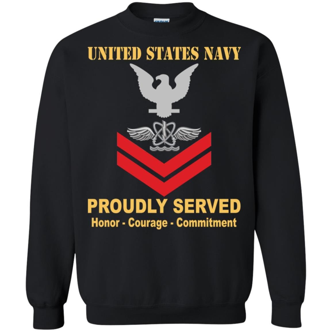 U.S Navy Naval aircrewman Navy AW E-5 Rating Badges Proudly Served T-Shirt For Men On Front-TShirt-Navy-Veterans Nation