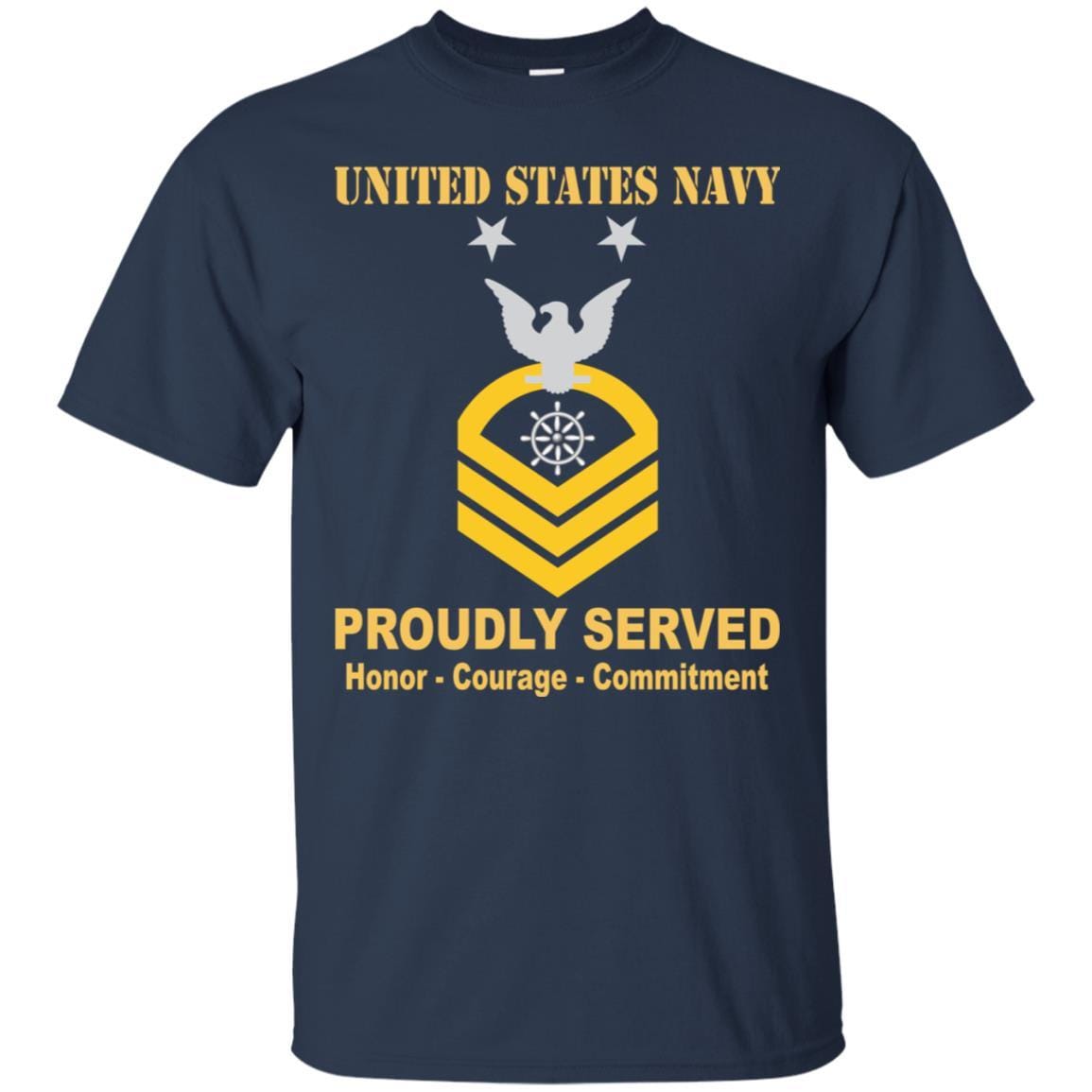 Navy Quartermaster Navy QM E-9 Rating Badges Proudly Served T-Shirt For Men On Front-TShirt-Navy-Veterans Nation