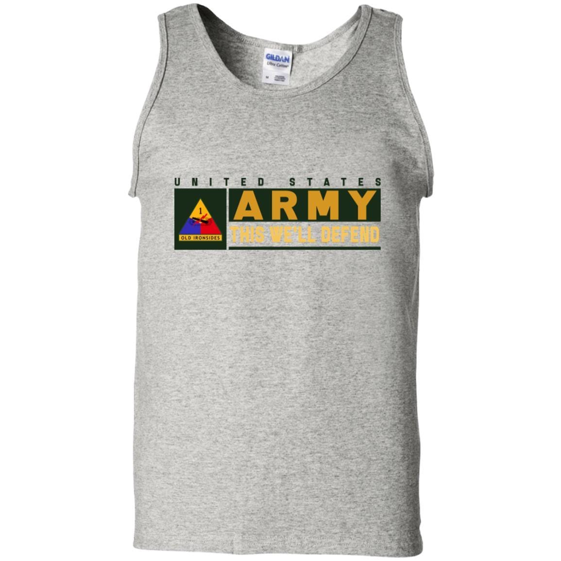 US Army 1st Armored Division- This We'll Defend T-Shirt On Front For Men-TShirt-Army-Veterans Nation