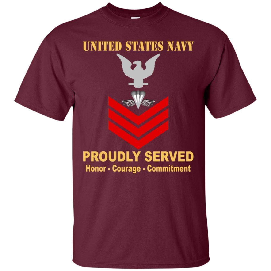 Navy Aircrew Survival Equipmentman Navy PR E-6 Rating Badges Proudly Served T-Shirt For Men On Front-TShirt-Navy-Veterans Nation