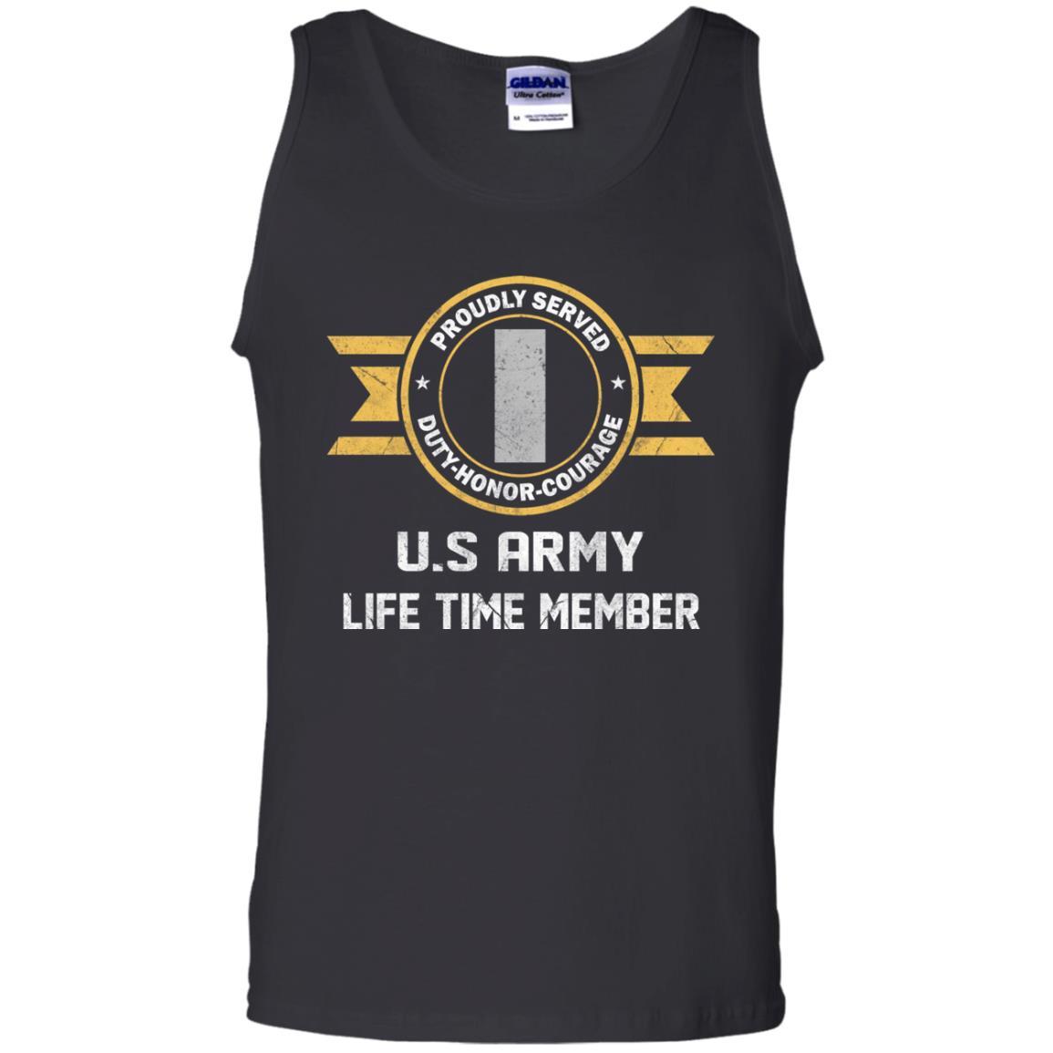 Life Time Member - US Army O-2 First Lieutenant O2 1LT Commissioned Officer Ranks Men T Shirt On Front-TShirt-Army-Veterans Nation