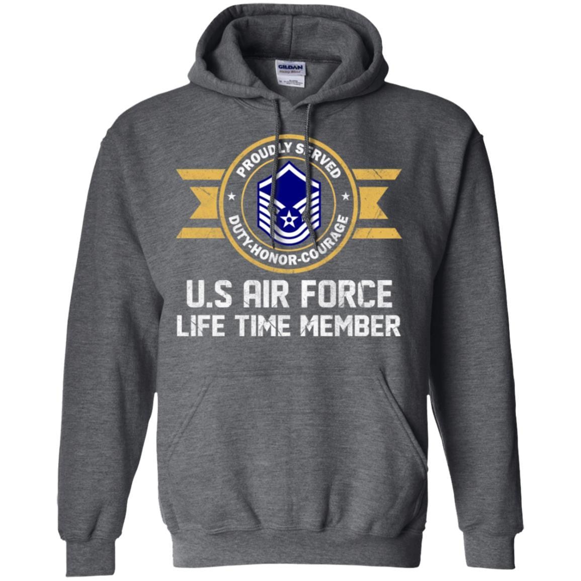 Life time member-US Air Force E-7 Master Sergeant MSgt E7 Noncommissioned Officer Ranks AF Rank Men T Shirt On Front-TShirt-USAF-Veterans Nation