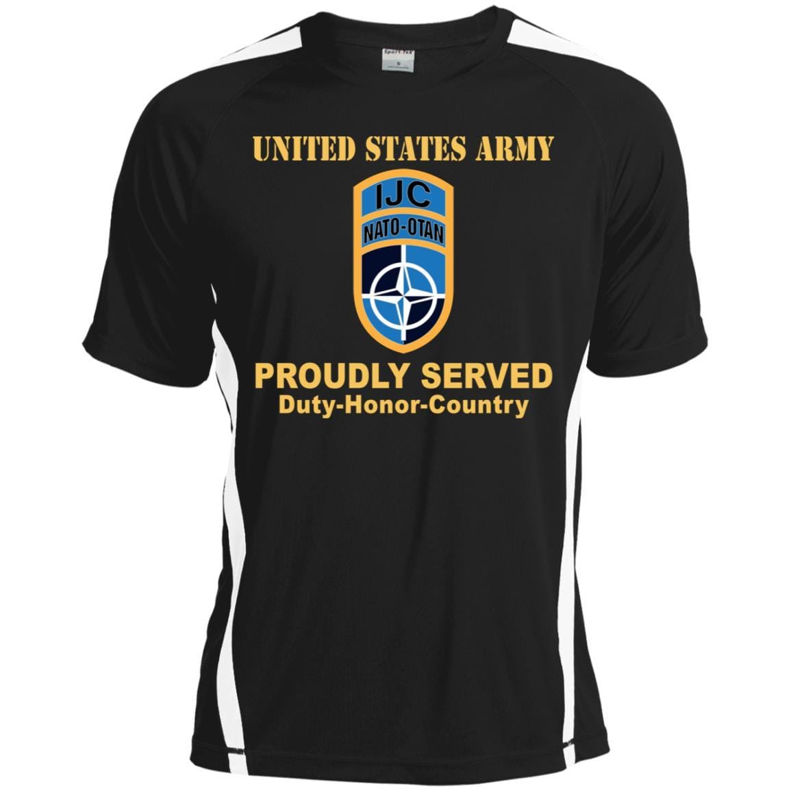 US ARMY CSIB NATO ISAF JOINT COMMAND IN AFGHANISTAN- Proudly Served T-Shirt On Front For Men-TShirt-Army-Veterans Nation