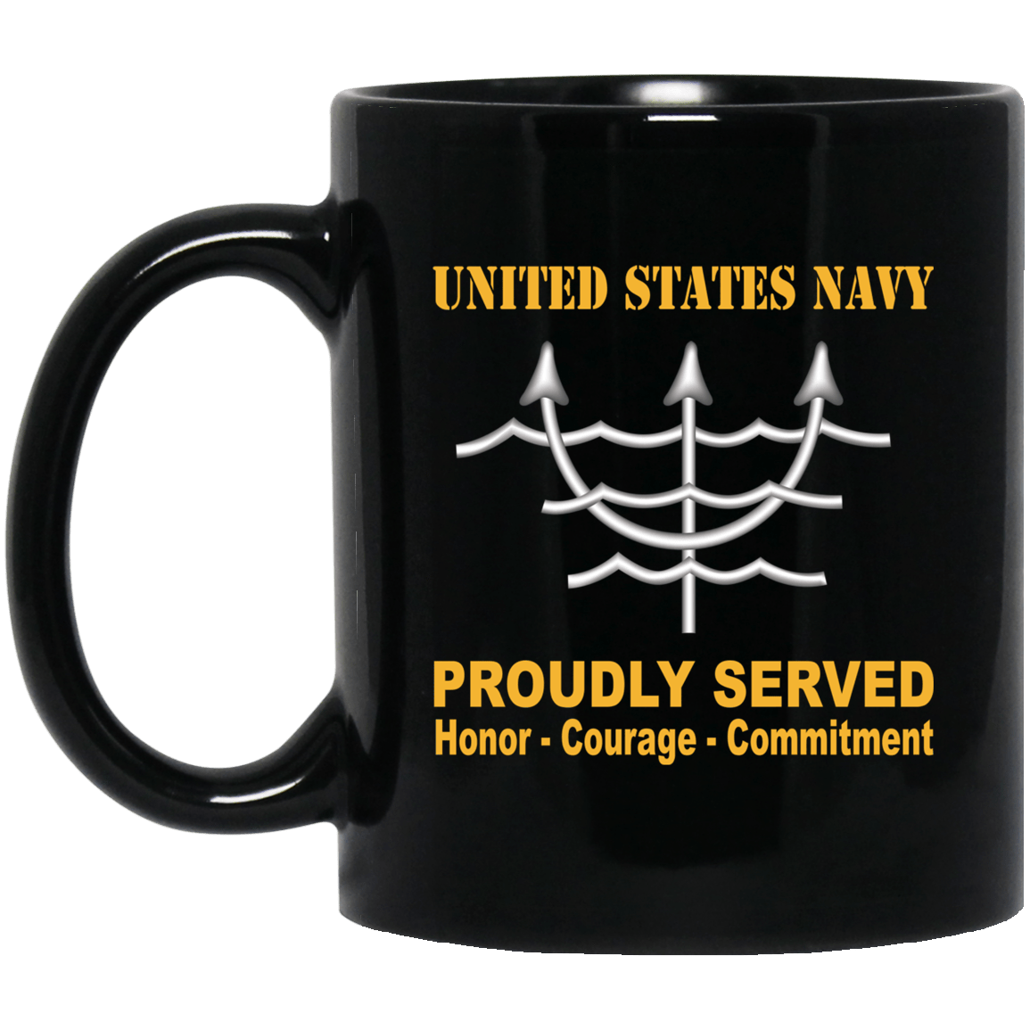 Navy Ocean Systems Technician Navy OT Proudly Served Black Mug 11 oz - 15 oz-Mug-Navy-Rate-Veterans Nation