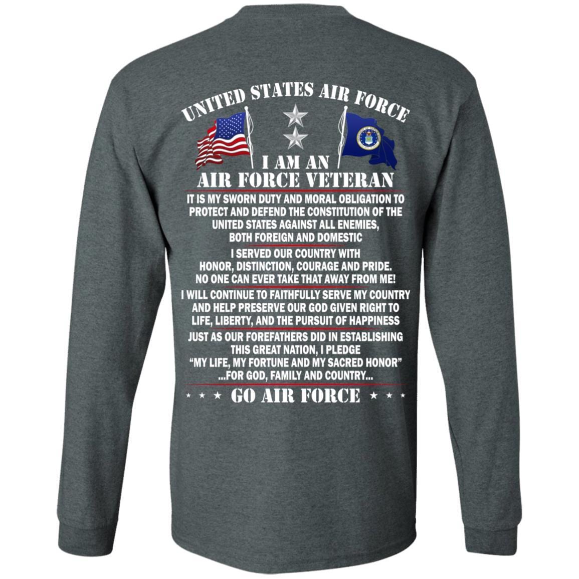 US Air Force O-8 Major General Maj G O8 General Officer Ranks - Go Air Force T-Shirt On Back-TShirt-USAF-Veterans Nation