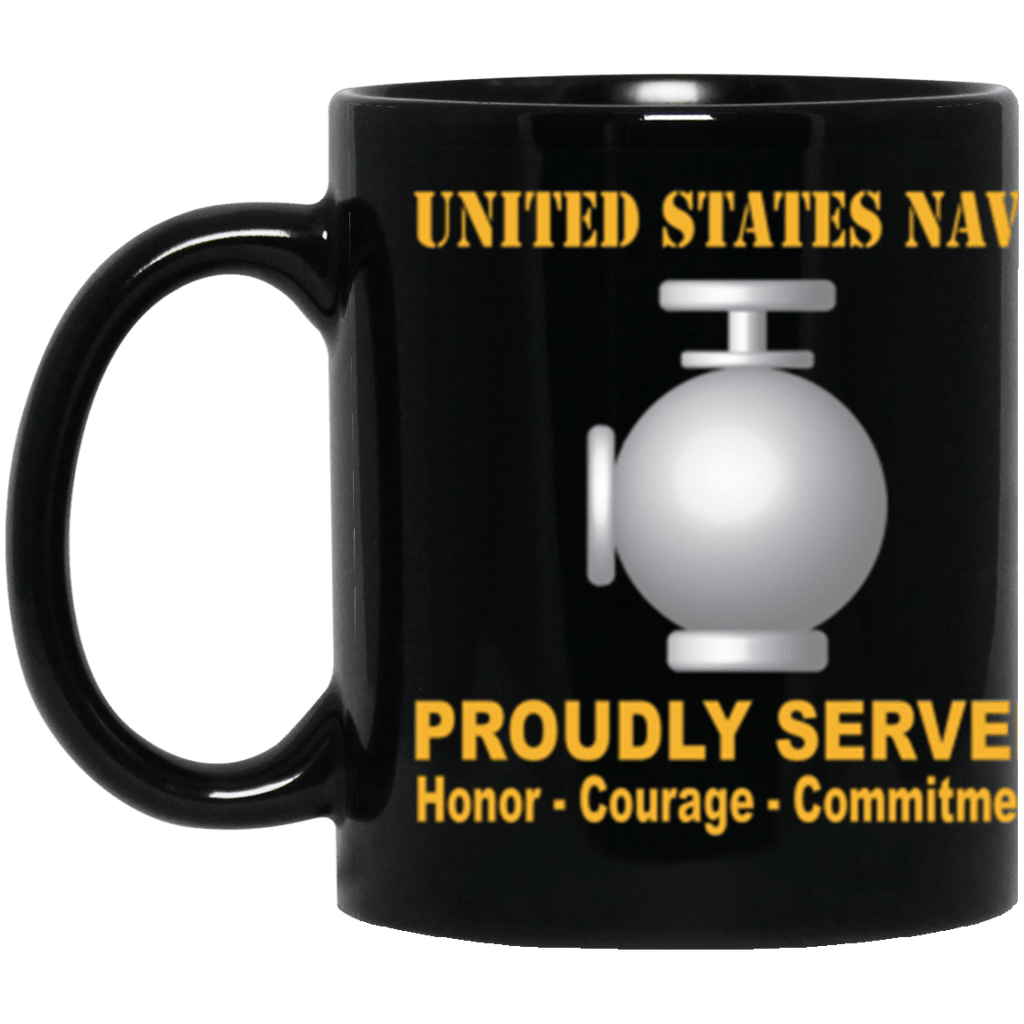 US Navy Navy Utilitiesman Navy UT Proudly Served Core Values 11 oz. Black Mug-Drinkware-Veterans Nation