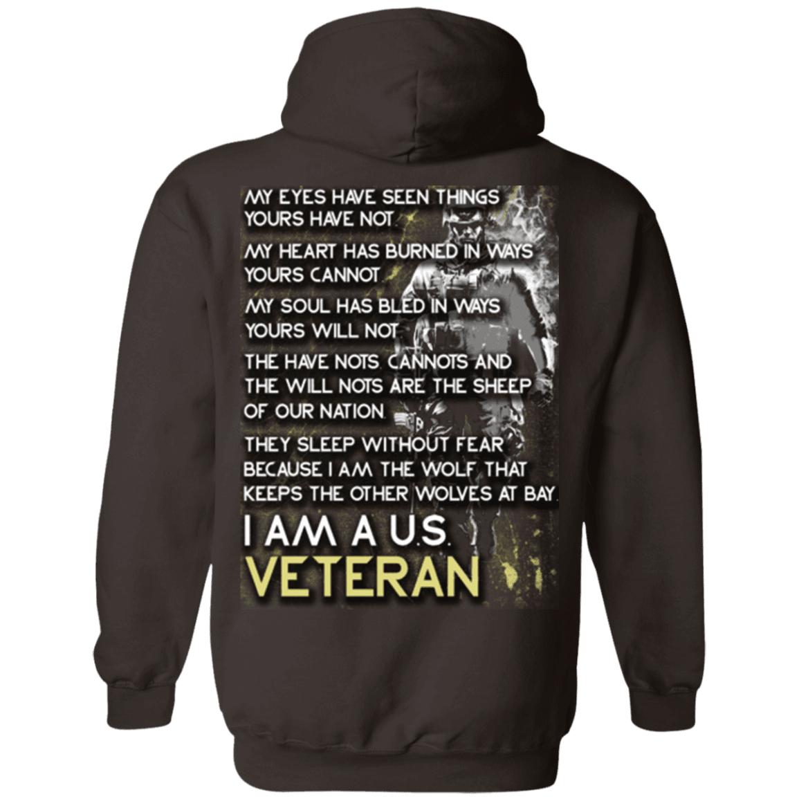 Military T-Shirt "I Am A US Veteran, I Am The Wolf" - Men Back-TShirt-General-Veterans Nation