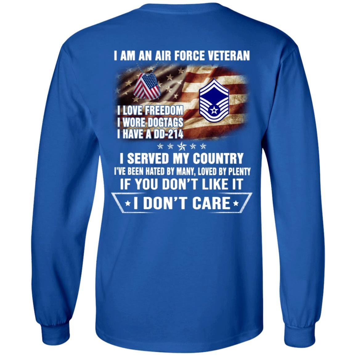 I Am An Air Force E-8 Senior Master Sergeant SMSgt E8 Noncommissioned Officer AF Rank Veteran T-Shirt On Back-TShirt-USAF-Veterans Nation