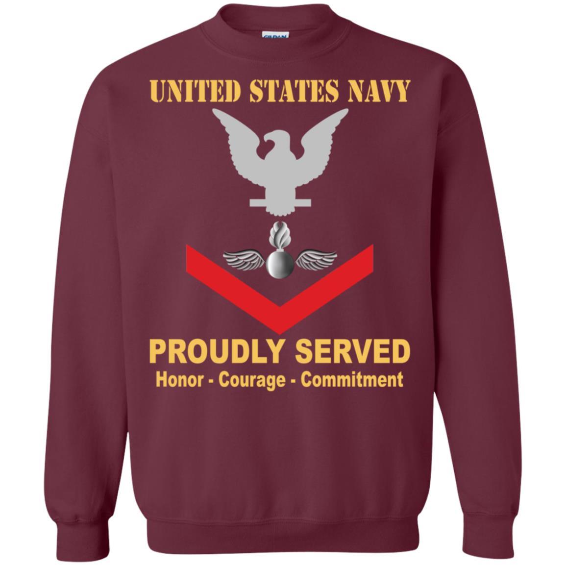 Navy Aviation Ordnanceman Navy AO E-4 Rating Badges Proudly Served T-Shirt For Men On Front-TShirt-Navy-Veterans Nation
