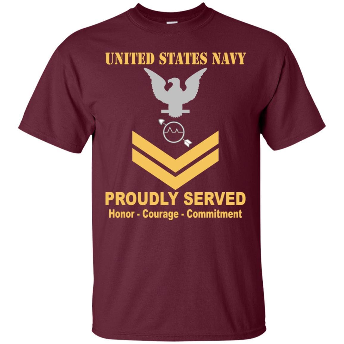 U.S Navy Operations specialist Navy OS E-5 Rating Badges Proudly Served T-Shirt For Men On Front-TShirt-Navy-Veterans Nation