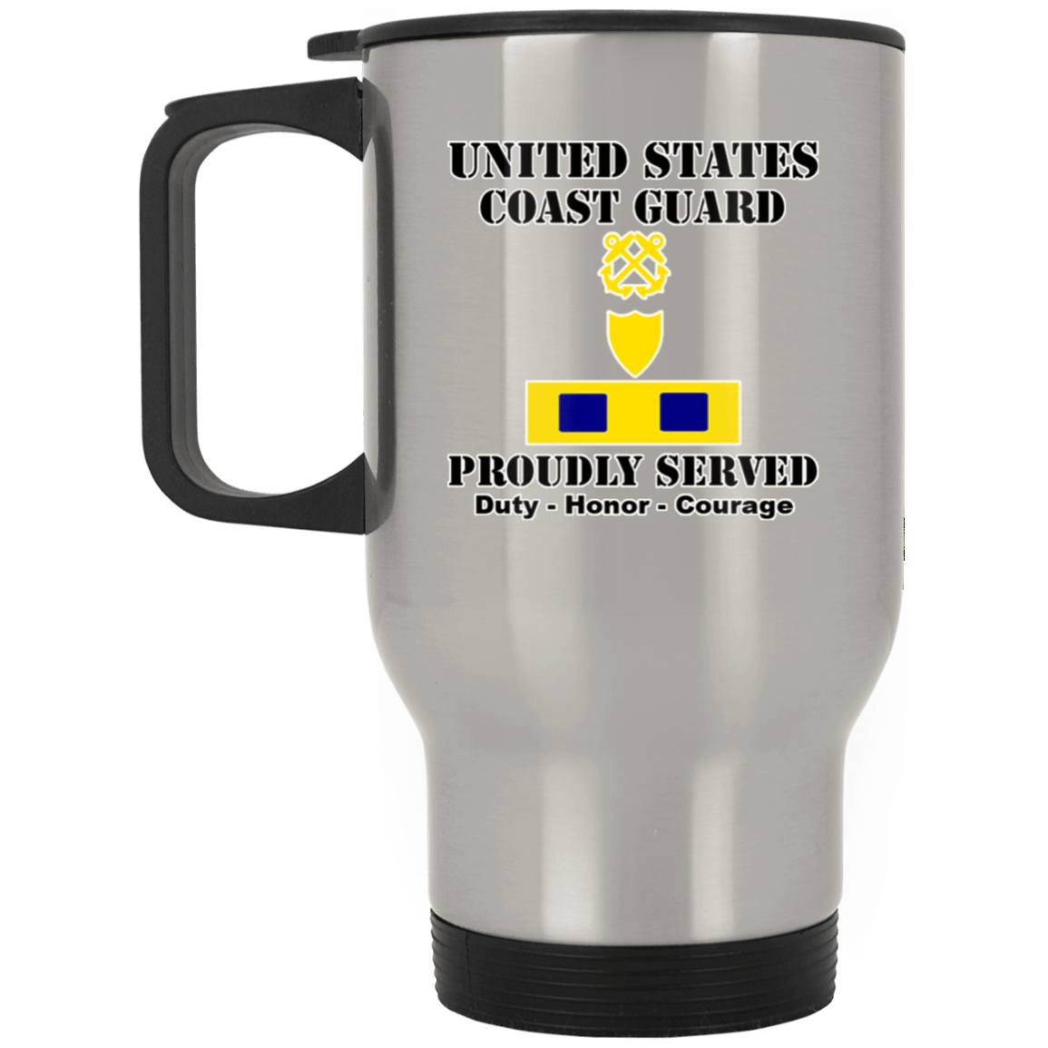 US Coast Guard W-3 Chief Warrant Officer 3 W3 CWO-3 Chief Warrant Officer White Coffee Mug - Stainless Travel Mug-Mug-USCG-Officer-Veterans Nation