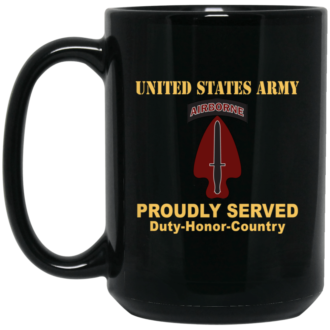 U.S. ARMY SPECIAL OPERATIONS COMMAND- 11 oz - 15 oz Black Mug-Mug-Army-CSIB-Veterans Nation