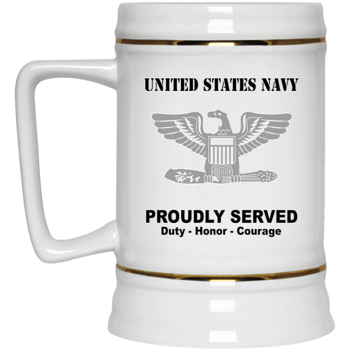 US Navy O-6 Captain O6 CAPT Senior Officer Ranks T shirt White Coffee Mug - Stainless Travel Mug-Mug-Navy-Officer-Veterans Nation
