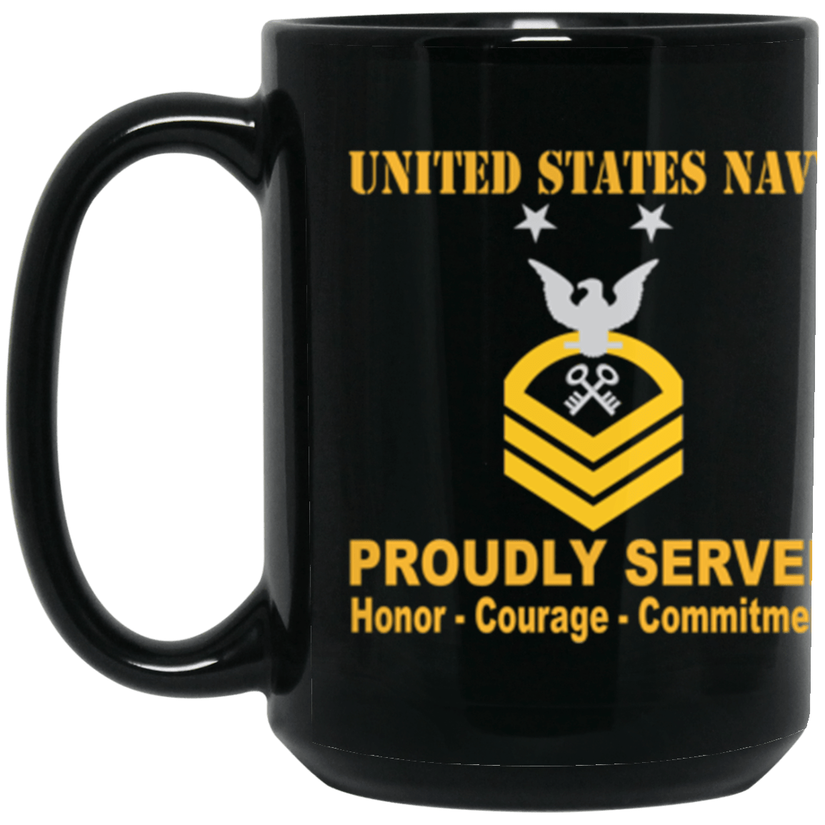 US Navy LS E-9 15 oz. Black Mug-Drinkware-Veterans Nation