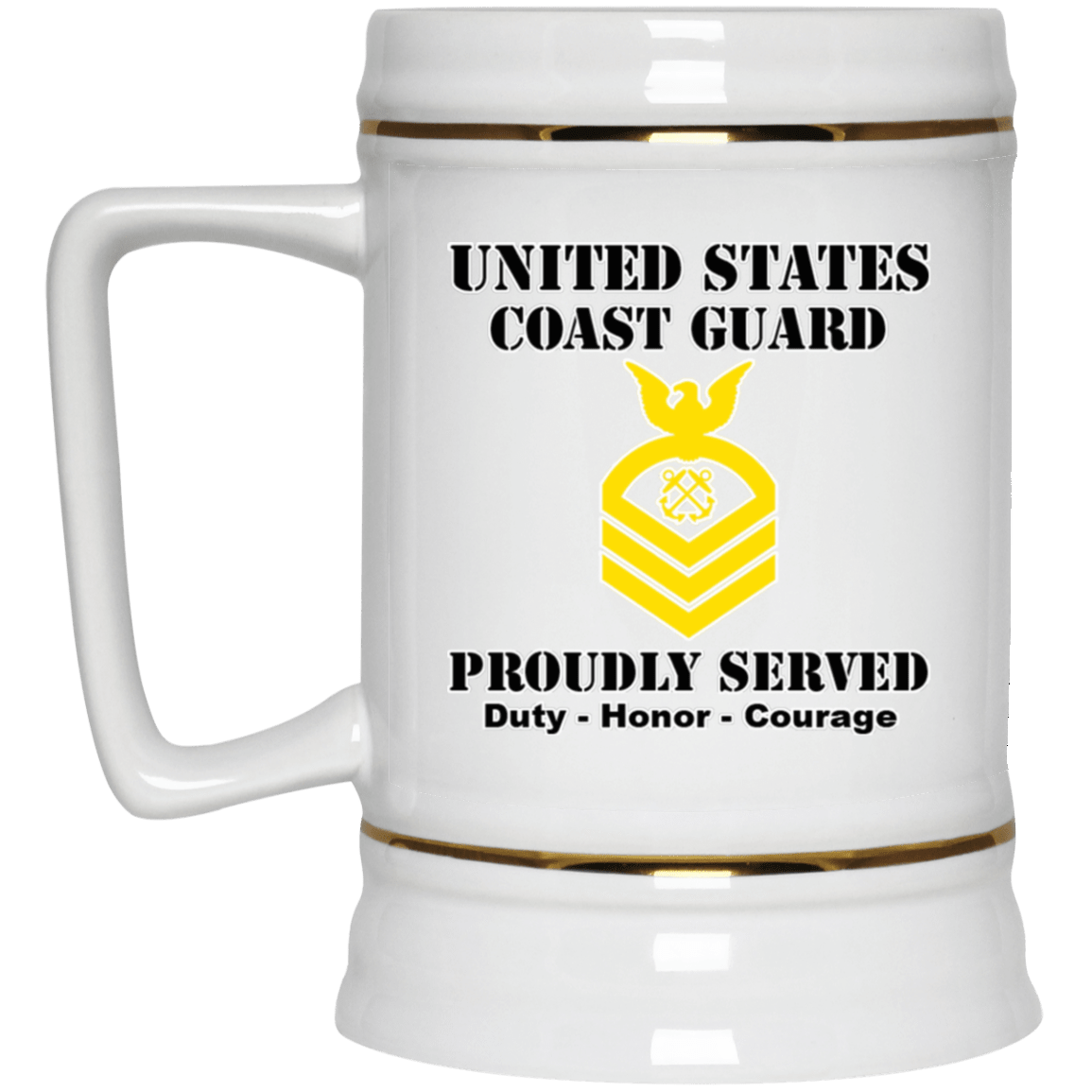 US Coast Guard E-7 Chief Petty Officer E7 CPO Chief Petty Officer Ranks White Coffee Mug - Stainless Travel Mug-Mug-USCG-Collar-Veterans Nation