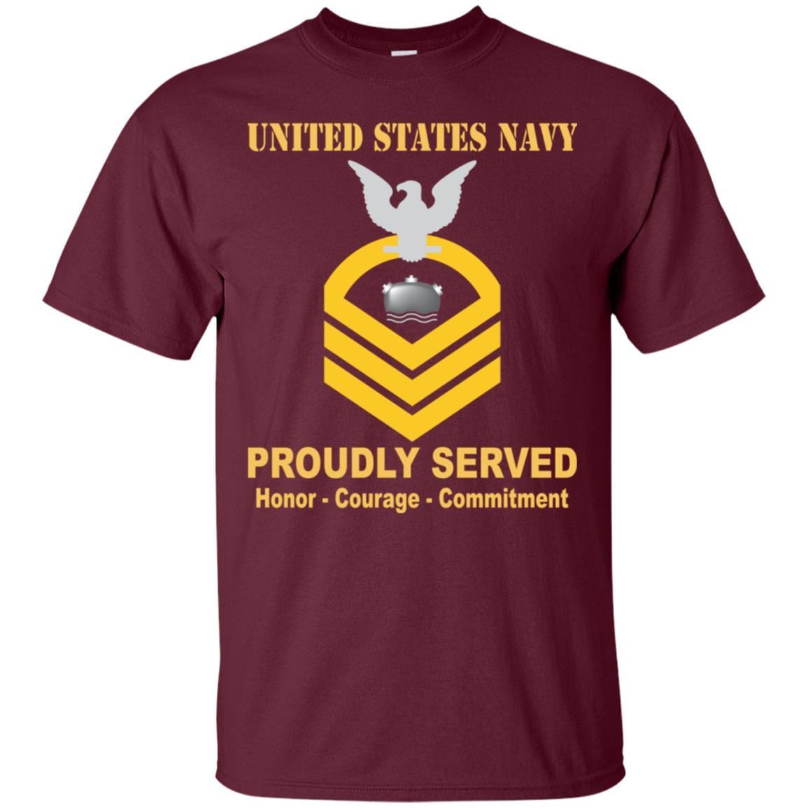 Navy Mineman Navy MN E-7 Rating Badges Proudly Served T-Shirt For Men On Front-TShirt-Navy-Veterans Nation