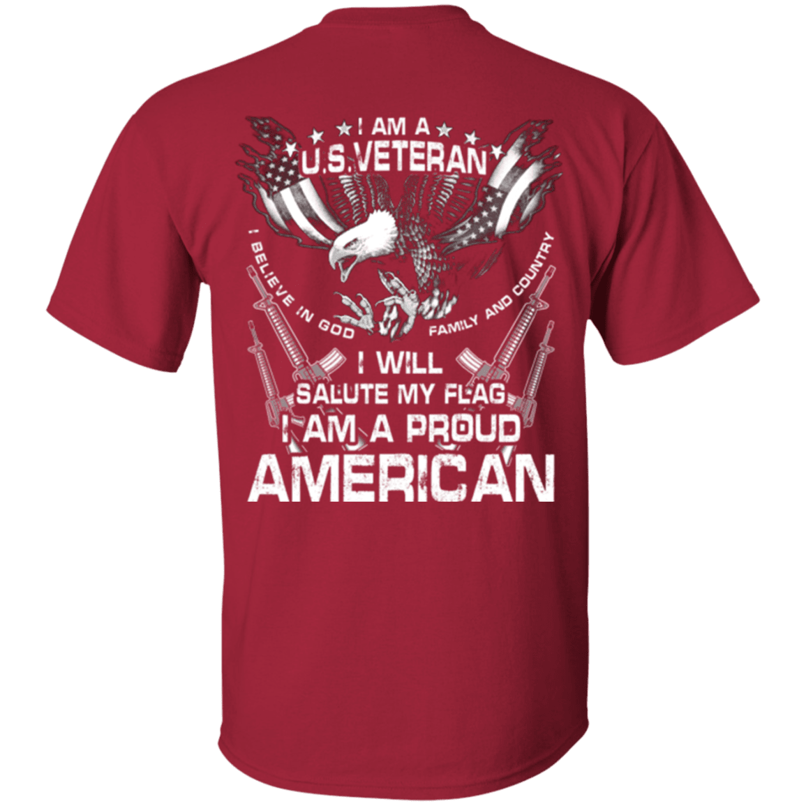 Military T-Shirt "Veteran - I Will Salute My Flag Proud American"-TShirt-General-Veterans Nation