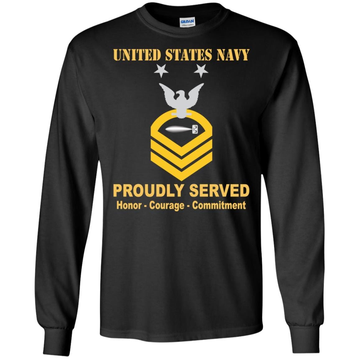 U.S Navy Torpedoman's mate Navy TM E-9 Rating Badges Proudly Served T-Shirt For Men On Front-TShirt-Navy-Veterans Nation