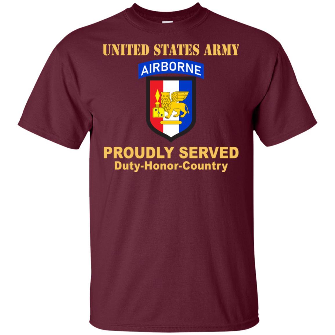 US ARMY SOUTHERN EUROPEAN TASK FORCE WITH AIRBORNE TAB- Proudly Served T-Shirt On Front For Men-TShirt-Army-Veterans Nation