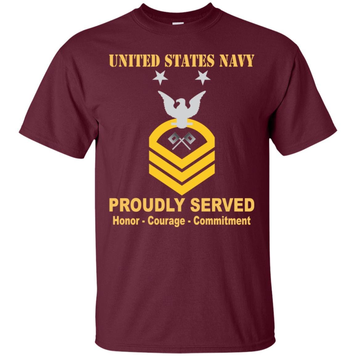 U.S Navy Signalman Navy SN E-9 Rating Badges Proudly Served T-Shirt For Men On Front-TShirt-Navy-Veterans Nation