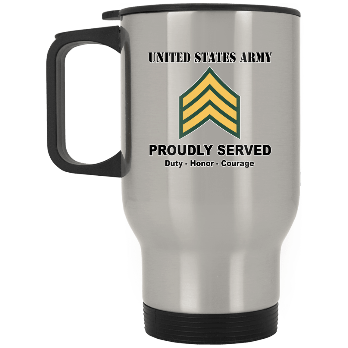 US Army E-5 Sergeant E5 SGT Noncommissioned Officer Ranks White Coffee Mug - Stainless Travel Mug-Mug-Army-Ranks-Veterans Nation