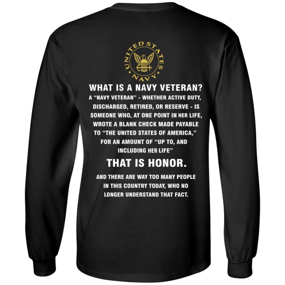 US Navy - What Is An Army Veteran T-Shirt On Back-Apparel-Veterans Nation