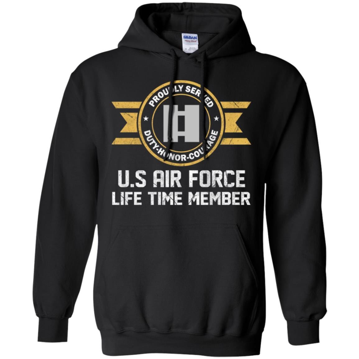 Life time member-US Air Force O-3 Captain Capt O3 Commissioned Officer Ranks Men T Shirt On Front-TShirt-USAF-Veterans Nation