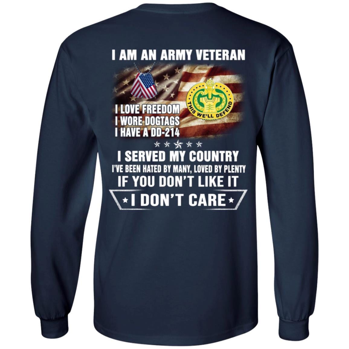 T-Shirt "I Am An Army Drill Sergeant Veteran" On Back-TShirt-Army-Veterans Nation
