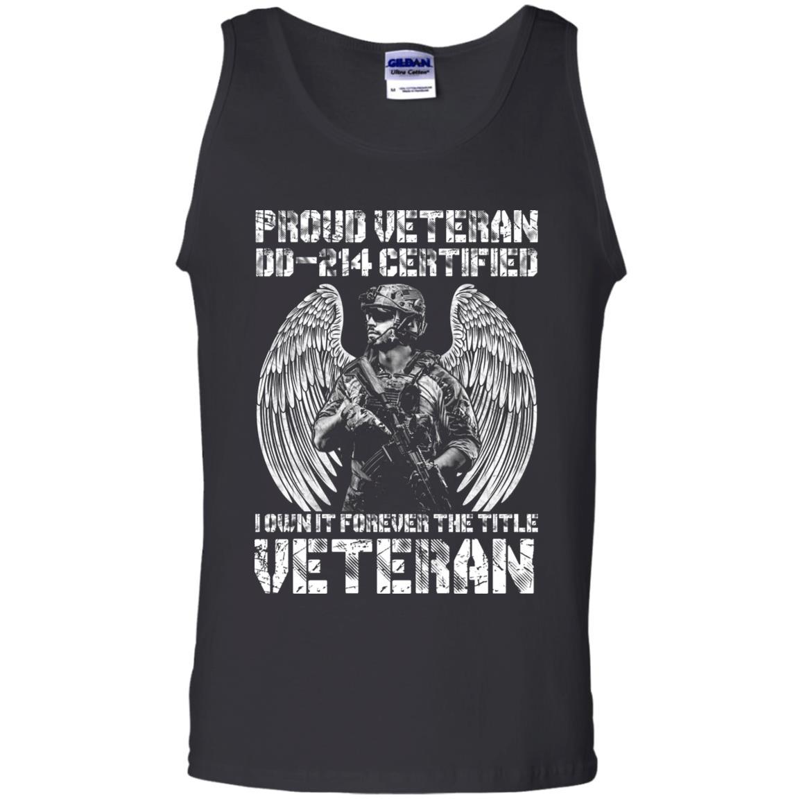 Military T-Shirt "Proud Veteran DD-214 I Own It Forever Men On" Front-TShirt-General-Veterans Nation