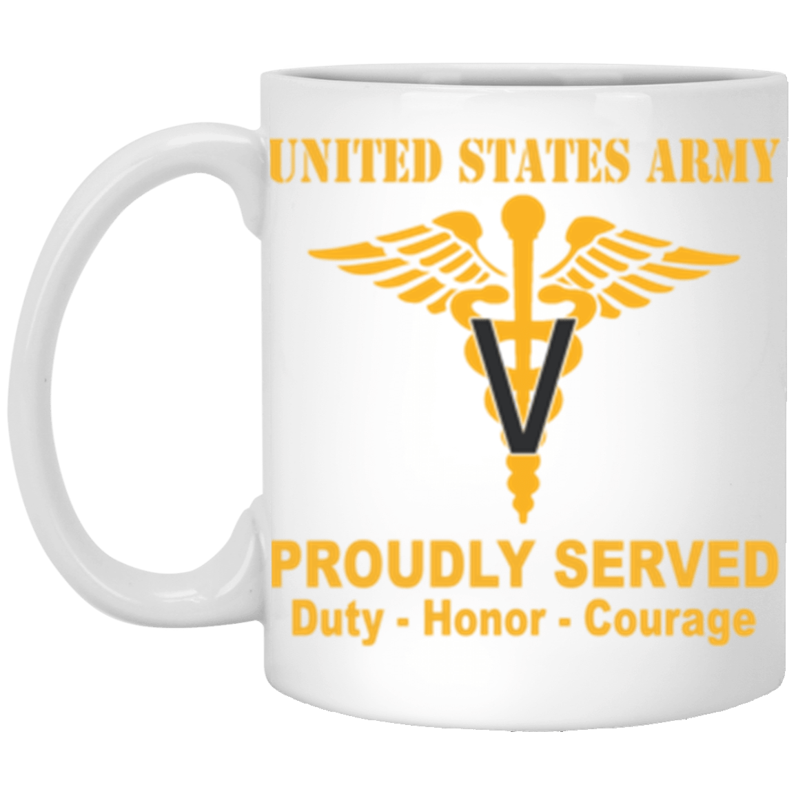 US Army Veterinary Corps Proudly Served Core Values 11 oz. White Mug-Drinkware-Veterans Nation