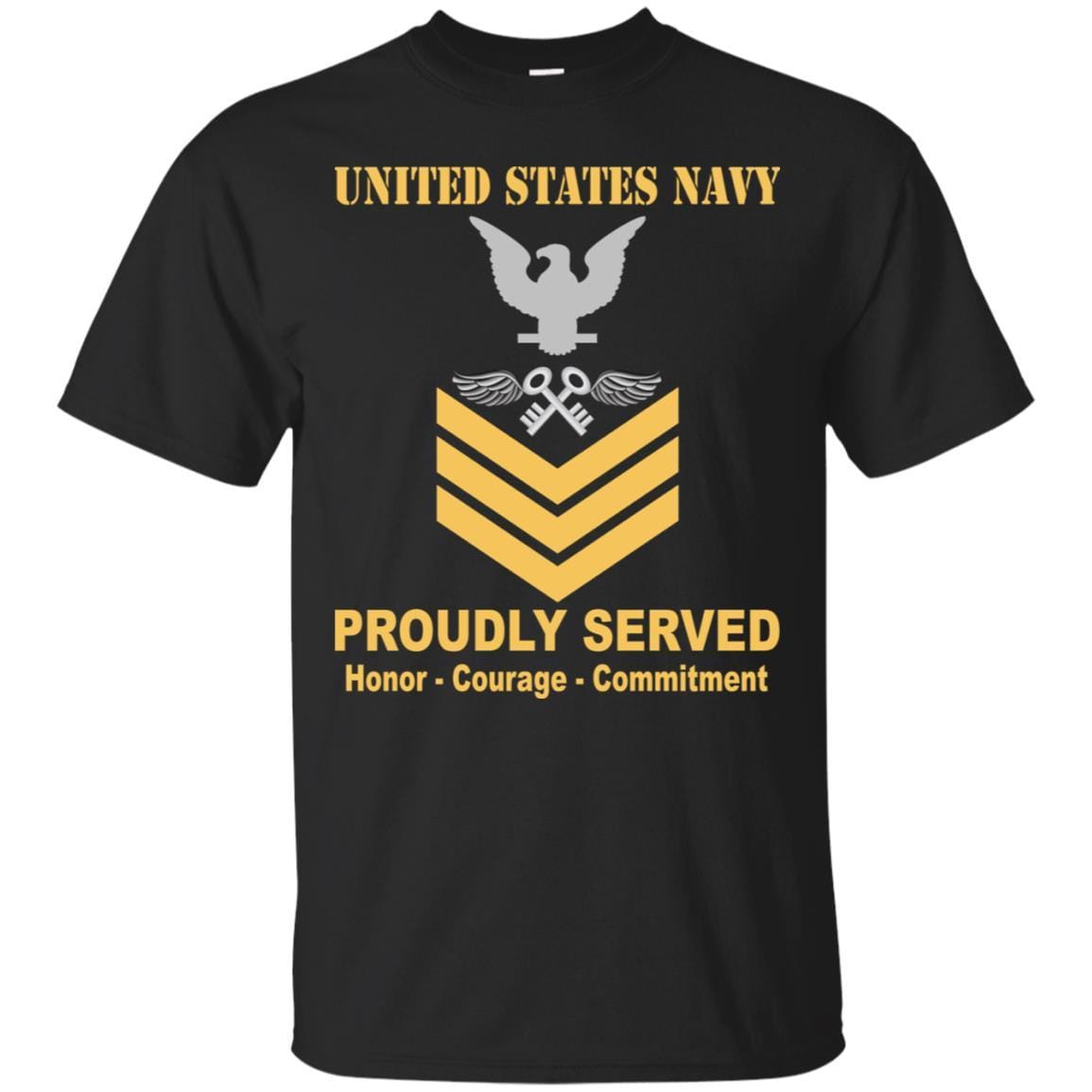 Navy Aviation Storekeeper Navy AK E-6 Rating Badges Proudly Served T-Shirt For Men On Front-TShirt-Navy-Veterans Nation