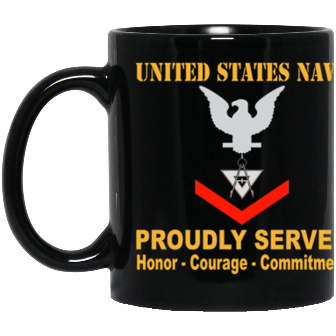 US Navy Draftsman Navy DM E-4 11 oz. Black Mug-Drinkware-Veterans Nation