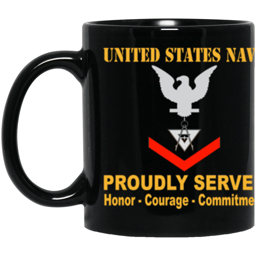 US Navy Draftsman Navy DM E-4 11 oz. Black Mug-Drinkware-Veterans Nation