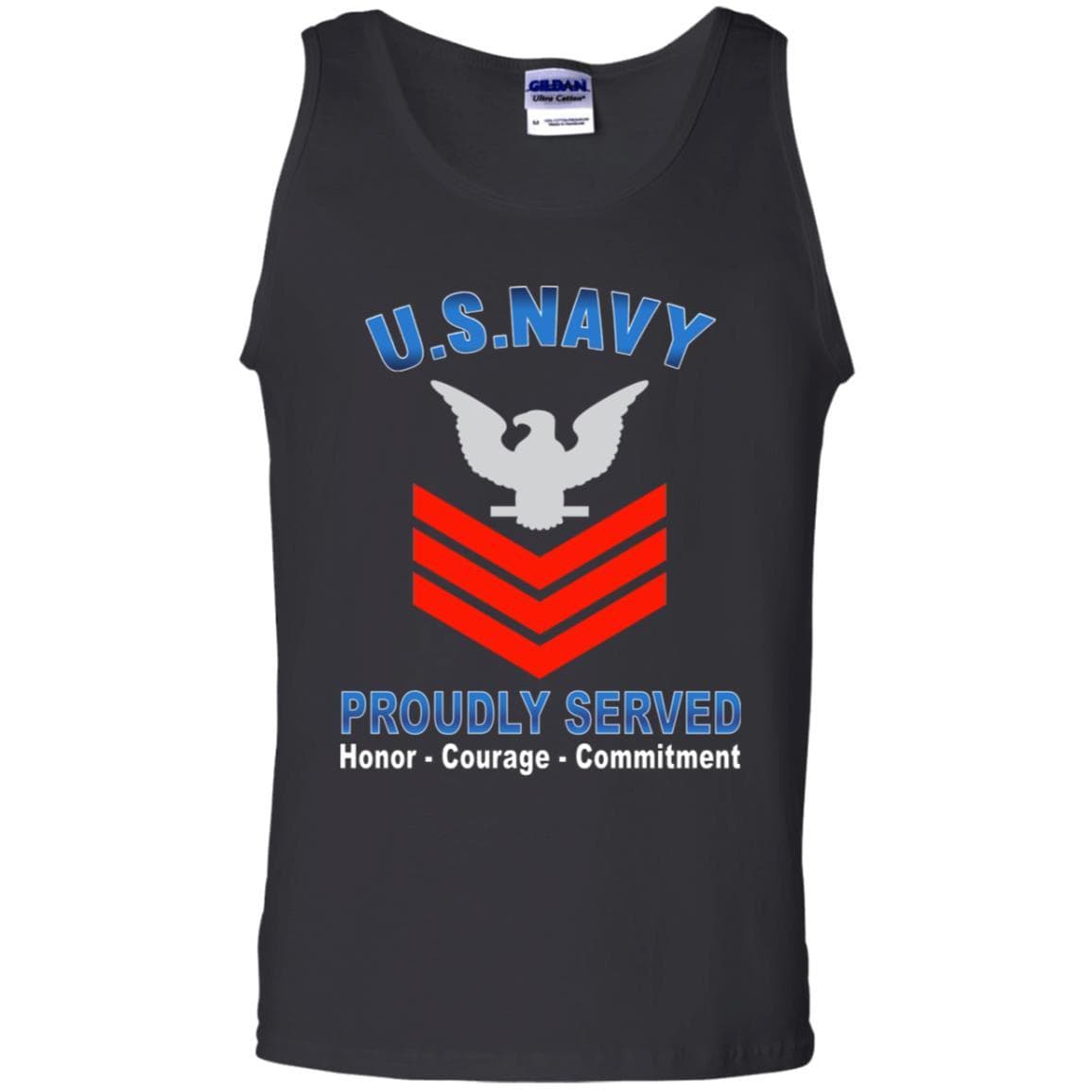 US Navy E-6 Petty Officer First Class E6 PO1 Collar Device Proudly Served T-Shirt On Front-Apparel-Veterans Nation