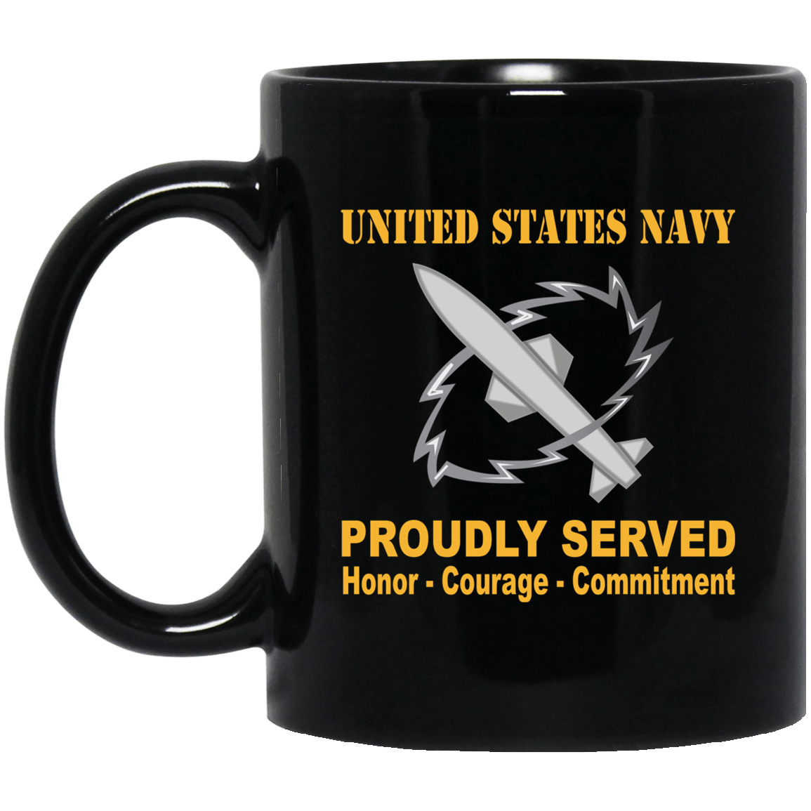 Navy Missile Technician Navy MT Proudly Served Black Mug 11 oz - 15 oz-Mug-Navy-Rate-Veterans Nation