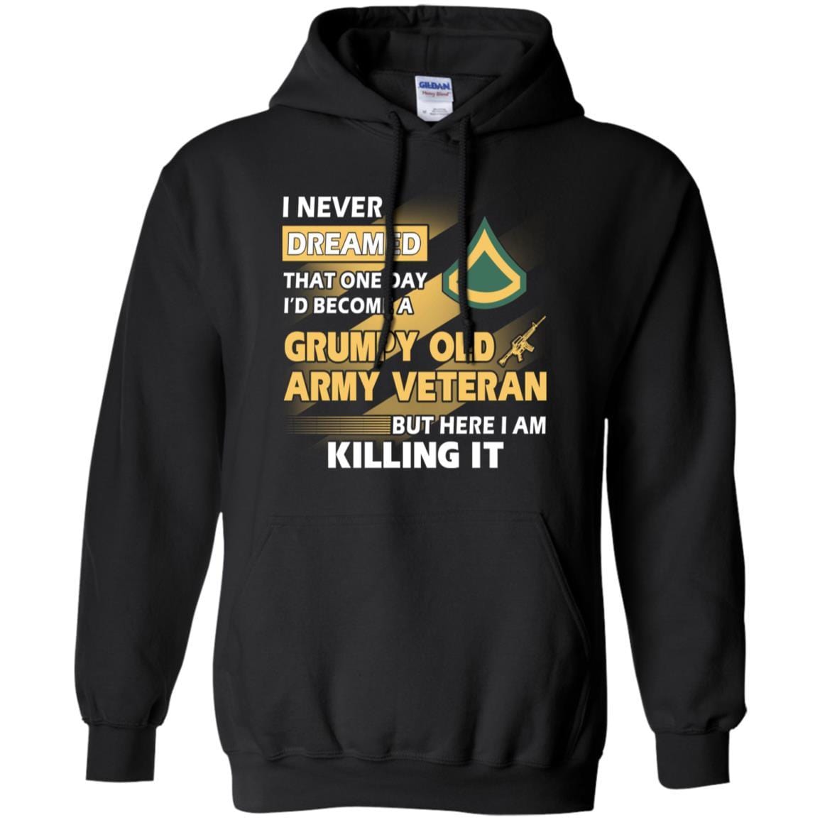 US Army T-Shirt "Grumpy Old Veteran" E-3 Private First Class(PFC) On Front-TShirt-Army-Veterans Nation