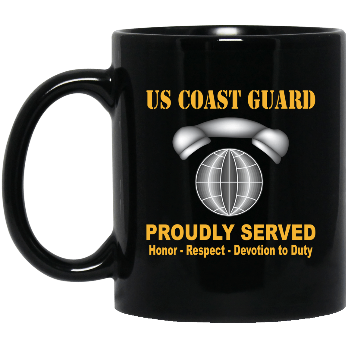 US Coast Guard Information Systems Technician IT Logo Proudly Served Black Mug 11 oz - 15 oz-Mug-USCG-Rate-Veterans Nation