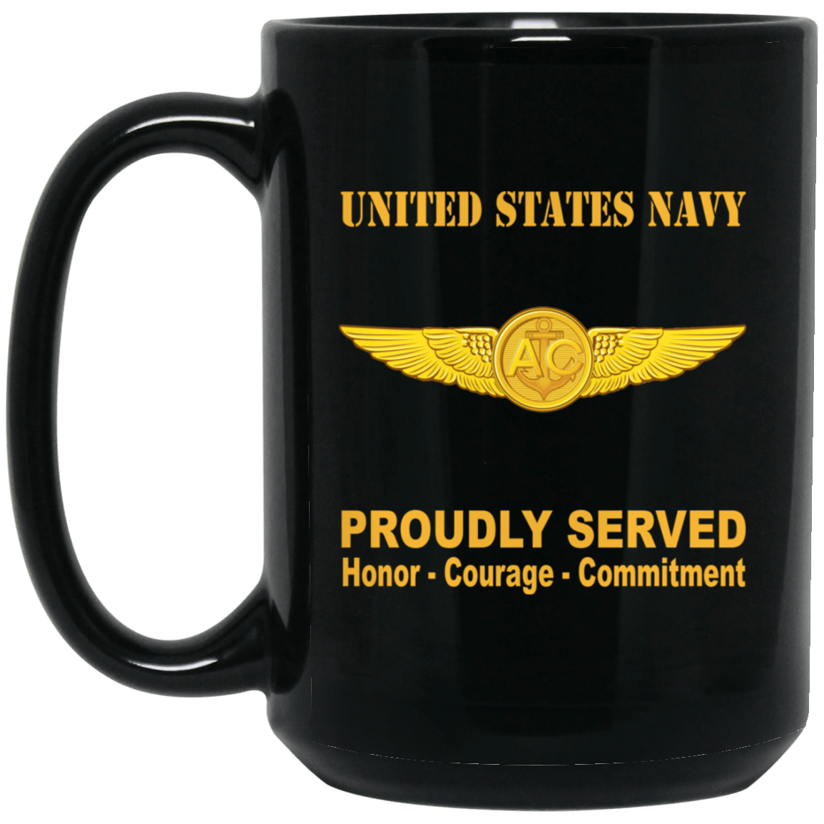 U.S. Navy Naval Aircrew Warfare Specialist Badge 11 oz - 15 oz Black Mug-Mug-Navy-Badge-Veterans Nation
