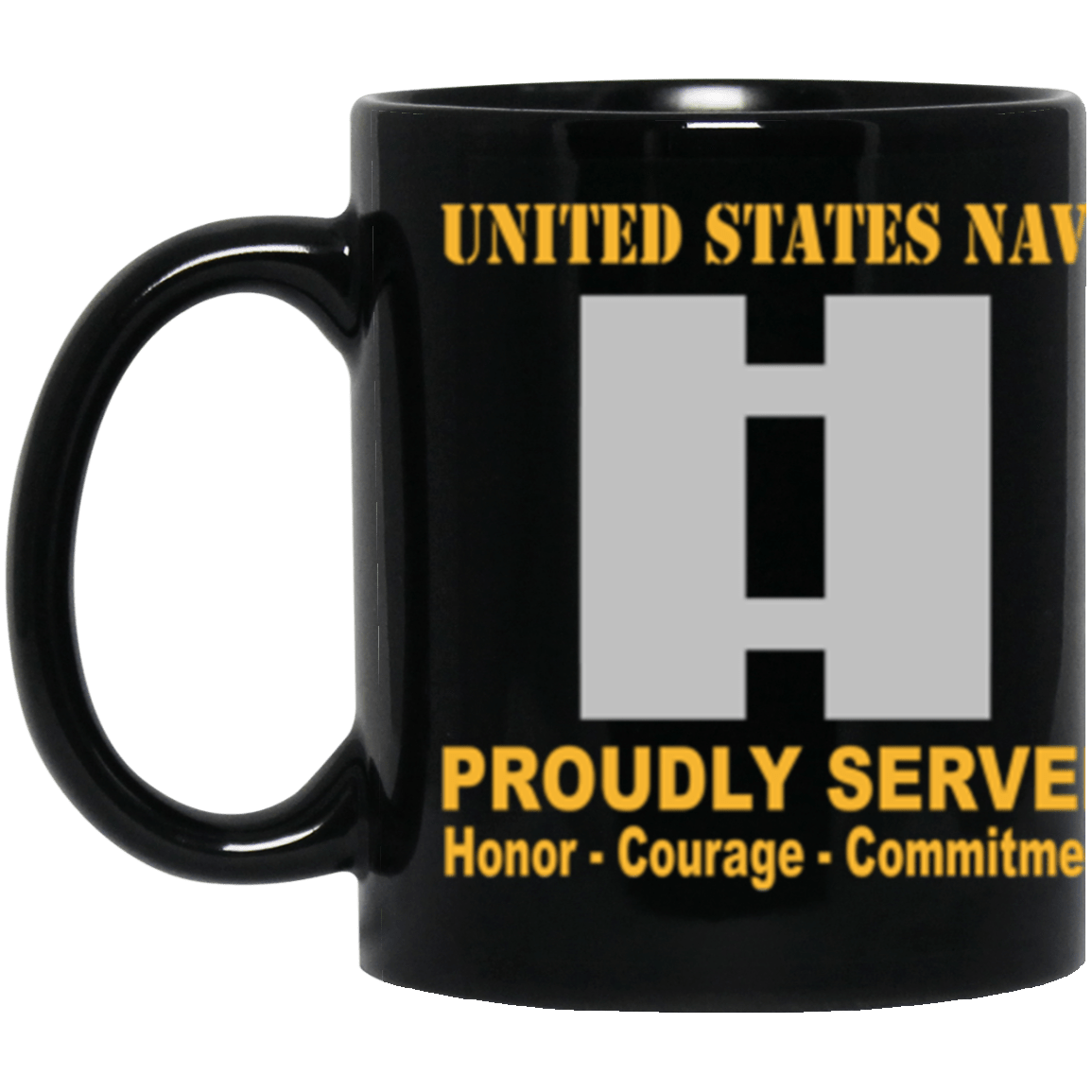 US Navy O-3 Lieutenant O3 LT Junior Officer Ranks Proudly Served Core Values 11 oz. Black Mug-Drinkware-Veterans Nation