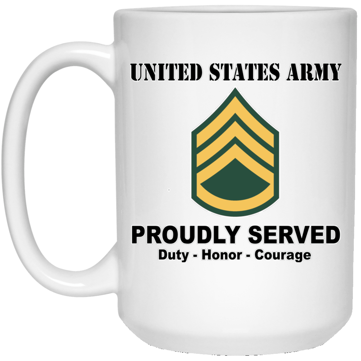 US Army E-6 Staff Sergeant E6 SSG Noncommissioned Officer Ranks White Coffee Mug - Stainless Travel Mug-Mug-Army-Ranks-Veterans Nation
