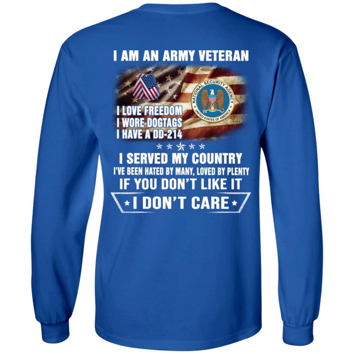 T-Shirt "I Am An National Security Agency Veteran" On Back-TShirt-Army-Veterans Nation