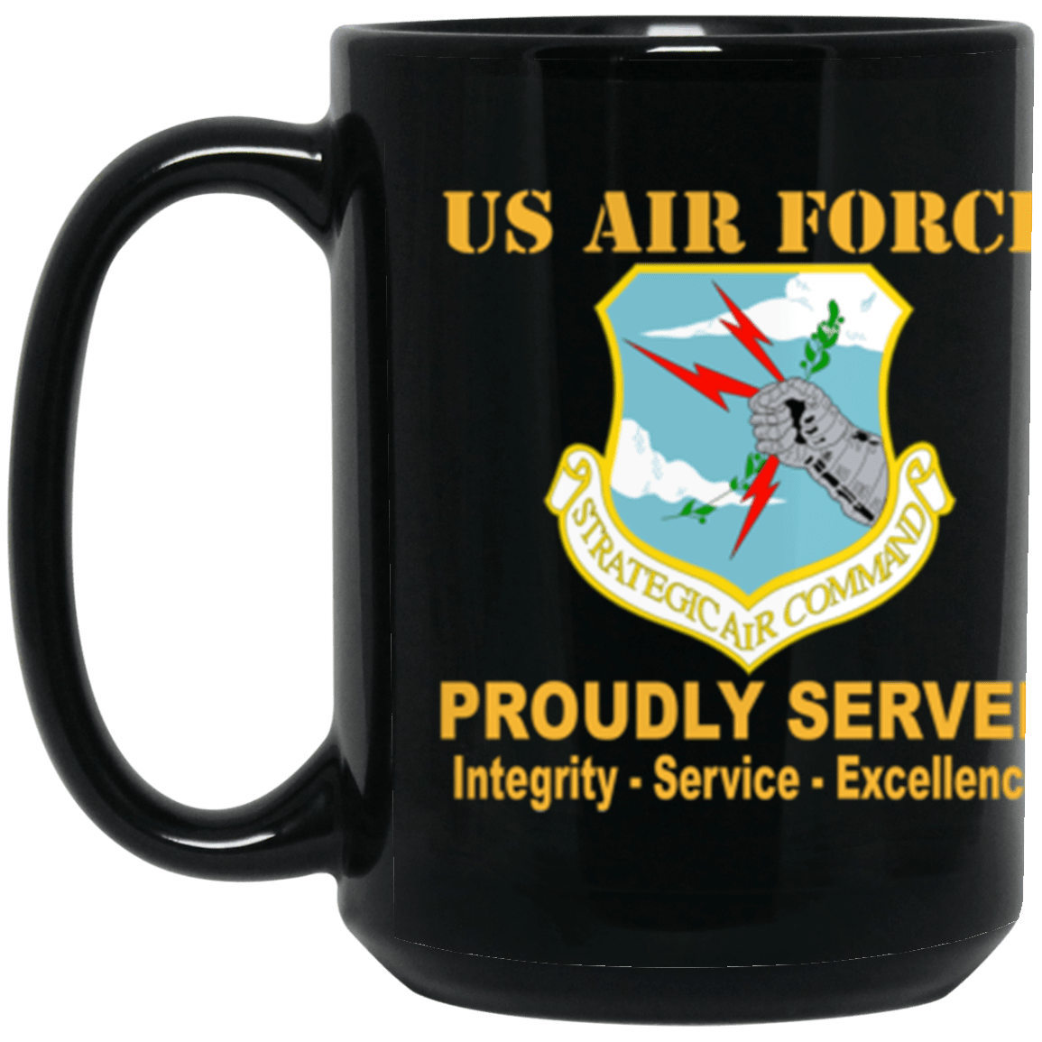 US Air Force Strategic Air Command Proudly Served Core Values 15 oz. Black Mug-Drinkware-Veterans Nation